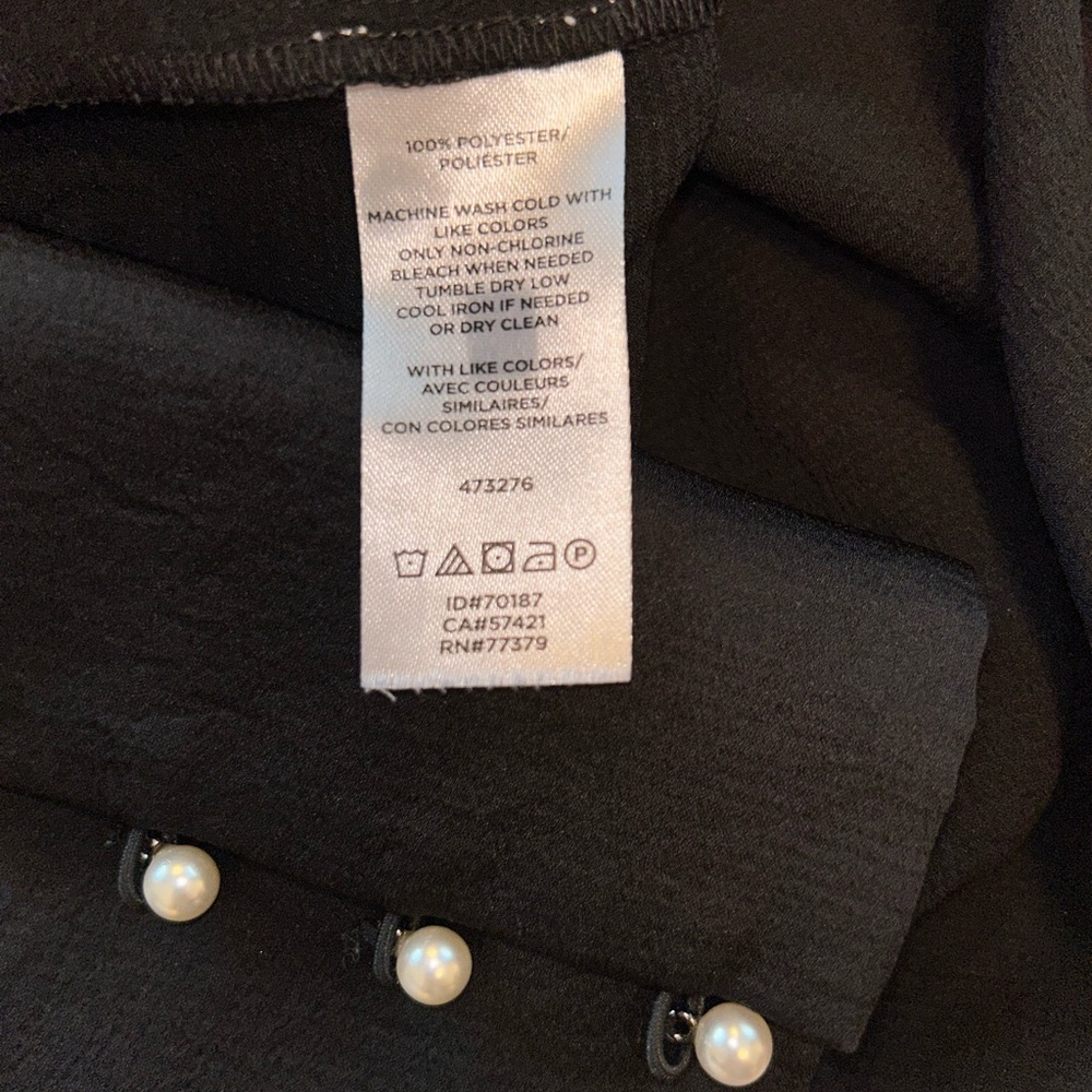 Ann Taylor long sleeve black blouse pearl buttons size XL - Picture 4 of 8